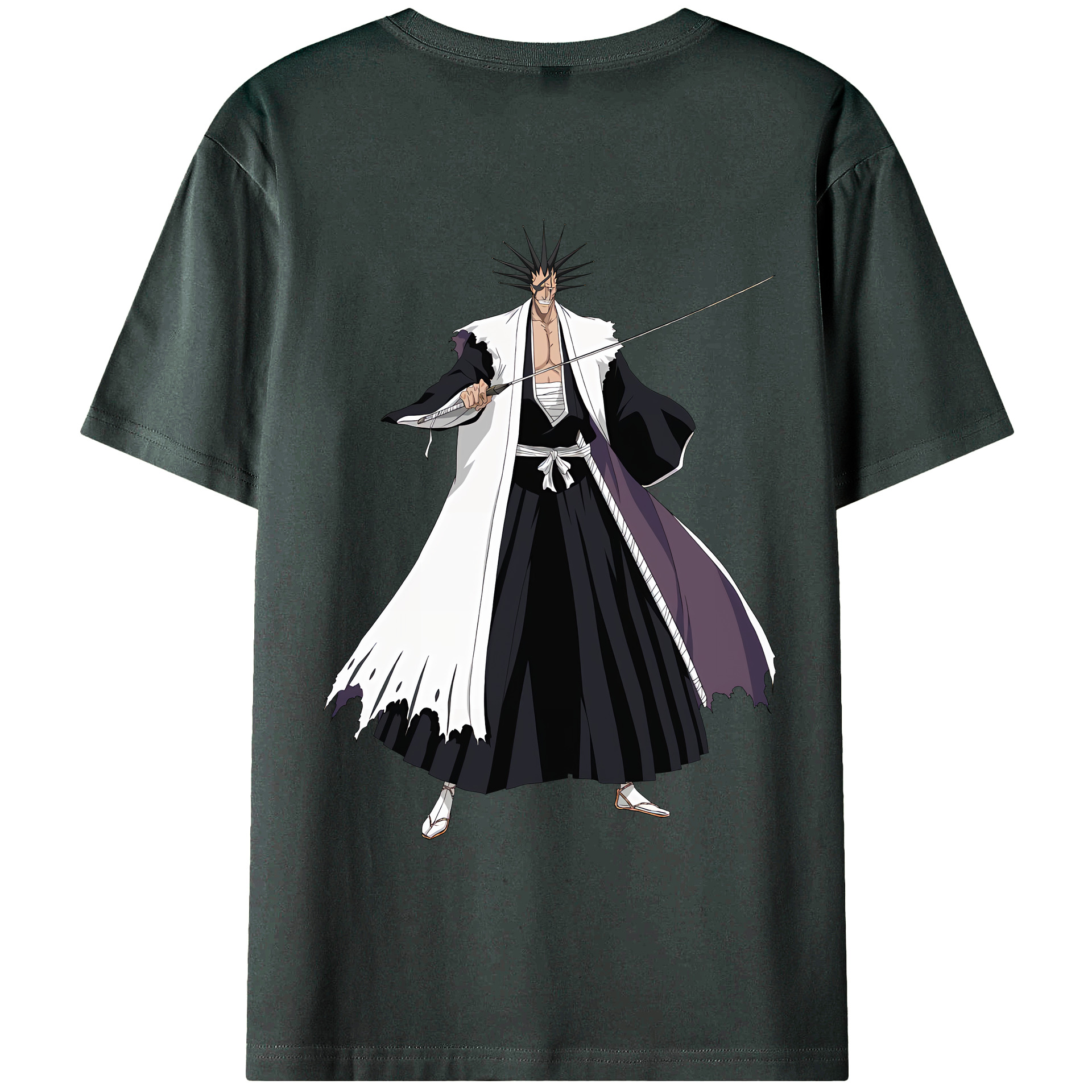 （画像用） ブリーチ ざらき けんぱち BLEACH Zaraki Kenpachi 綿100％ メンズ半袖Tシャツ（バックプリント） 通気性